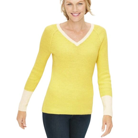 Talbots Petites V-Neck Long Sleeve Sweater Yellow Size Sp - Picture 1 of 6